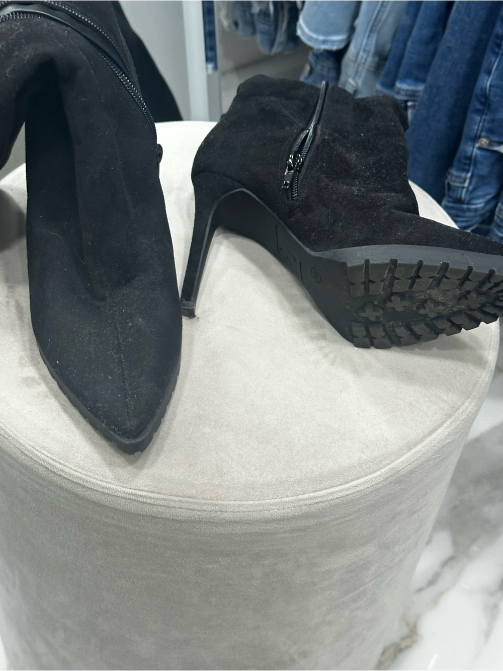 Mix No. 6 Black Suede Pointed Toe Ankle Booties